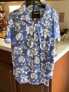 Tony Hawk Blue & White Floral Terry Cloth Top and Shorts. Beachwear. NWT
